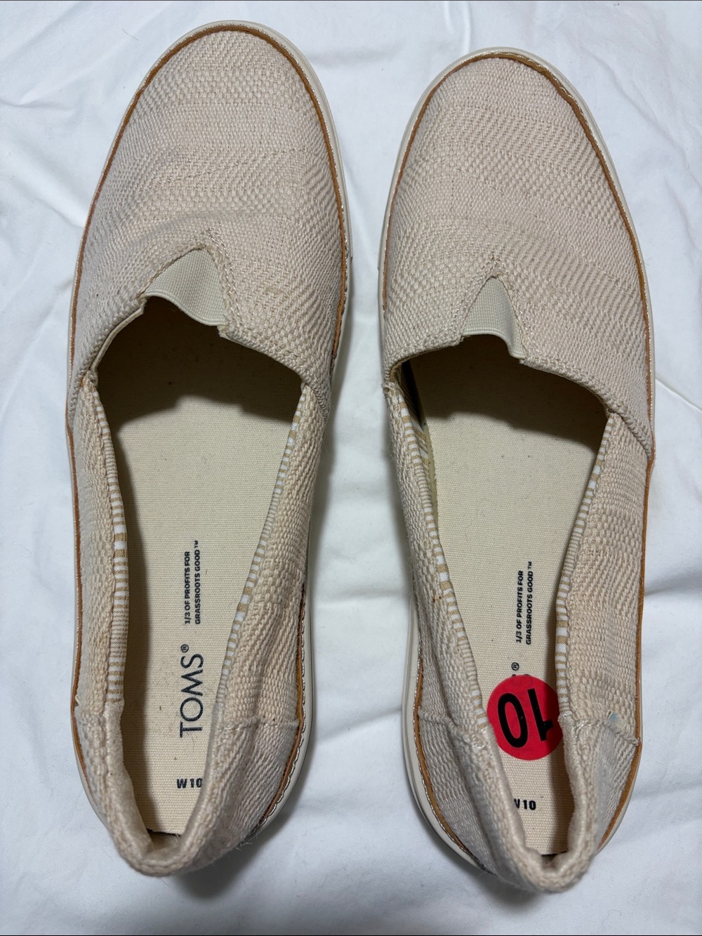 TOMS Women's Slip-On Knit Flats in Beige
